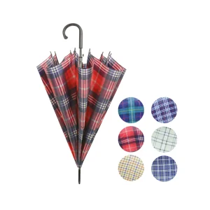 Paraguas Largo Automatico Golf Estampado Escocés. 6 unidades