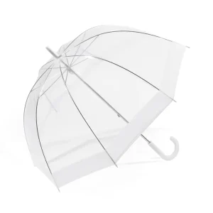 Paraguas Transparente Manual Cúpula Ribete Ancho Blanco. 2 unidades