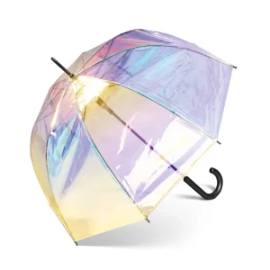 Paraguas Transparente Automático Cúpula Efecto Iridiscente SHINY. 2 unidades