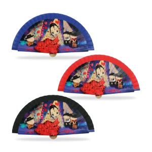 Abanico Malamalaka, de madera natural  FLAMENCA, 23 cm. Pack 3 uds