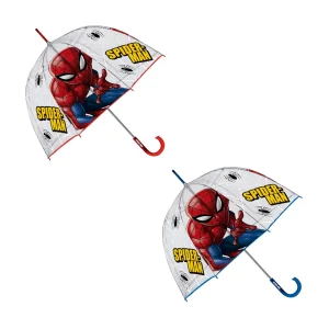 Paraguas Infantil Transparente Manual Burbuja Spiderman. 2 unidades