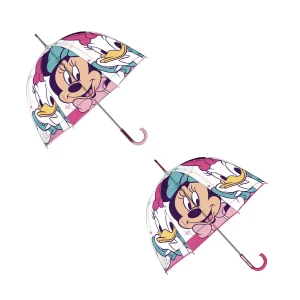 Paraguas Infantil Transparente Manual Burbuja Disney Minnie. 2 unidades